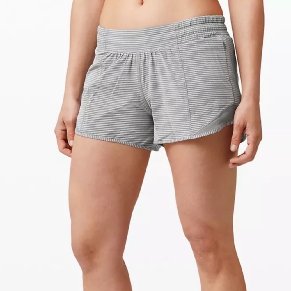 RARE Lululemon 2.5 Hotty Hot Grey and White Striped Shorts
